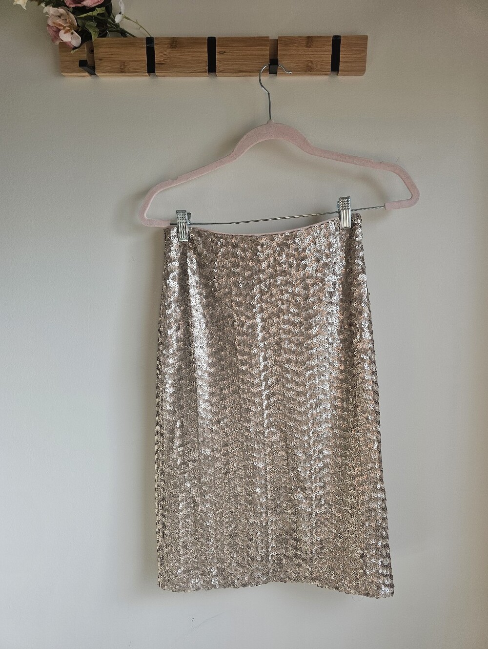 Alice + Olivia Rose Gold Sequin Embellished Ramos Pencil Skirt Size 4